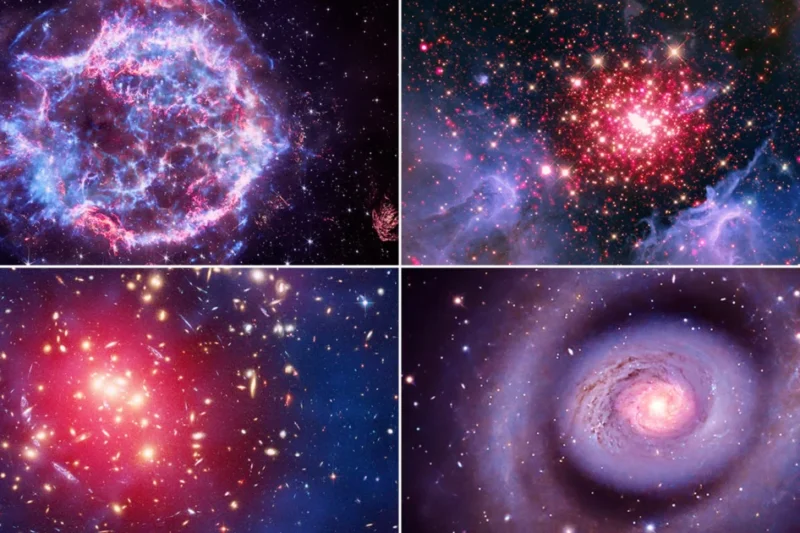 NASA Chandra X-ray Observatory Celebrates Americas Semiquincentennial with Resplendent Cosmic Portraits